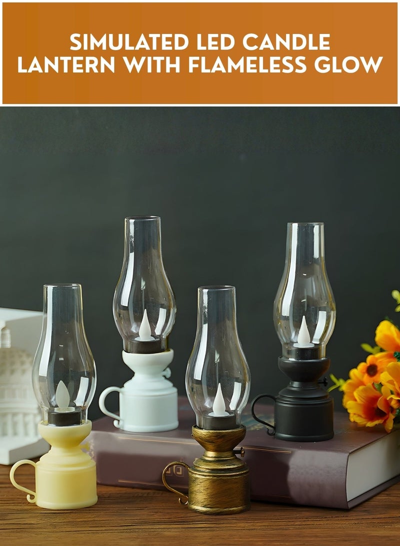 Pack of 8 LED Candle Lantern with Glass Shade Battery Operated Flameless Flickering Flame Light Vintage Hurricane Lamp Decorative Tealight Holder for Home Decor Wedding Party Ramadan Events Assorted Colors - Image 2