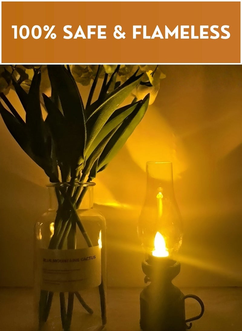 طقم فوانيس شموع LED للزينة (8 قطع) مع غطاء زجاجي – تعمل بالبطارية، بدون لهب، ذات إضاءة وامضة بنمط كلاسيكي (Hurricane)، مناسبة لديكور المنزل وحفلات الزفاف وشهر رمضان والعيد وتزيين الطاولات (ألوان متنوعة) - Image 4