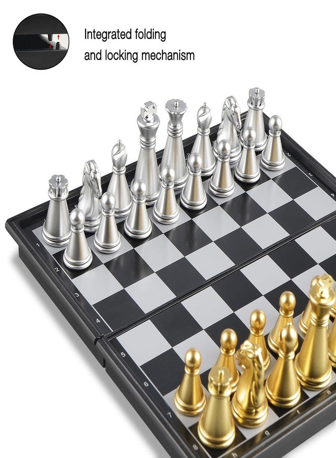 OUMODA 5'' Mini 3 in 1 Chess Checkers Backgammon Set Magnetic Folding Travel Chess Board with Instructions 2 Players for Kids and Adults - Image 4