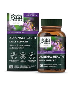 Adrenal Health Daily Support - with Ashwagandha, Holy Basil & Schisandra - Herbal Supplement to Help Maintain Healthy Energy and Stress Levels - 60 Liquid Phyto-Capsules
