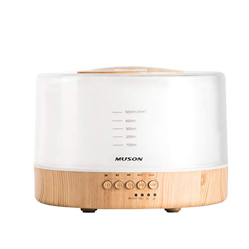 muson Essential Oil Diffuser Sound Machine Combo Diffuser for Aromatherapy Fragrant Oil Cool Mist Humidifier with Natural Sound Music & Warm Night Light, Auto Shutoff, White - Image 1