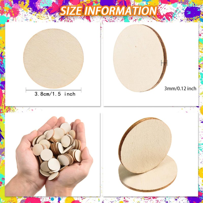 AWIZOM 300 Pieces 15 Inch Unfinished Round Wood Slices Round Wooden Discs Wood Circles for Crafts Wood Blanks Rounds Cutouts Ornaments Slices for DIY Art Crafts Christmas Decorations - Image 2