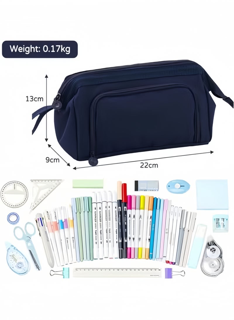 GGEROU Pencil Case For Girls Boys Secondary School, Multi Compartment Pencil Pouch Stationery Organizer,Aesthetic Pencil Bag Blue - Image 2