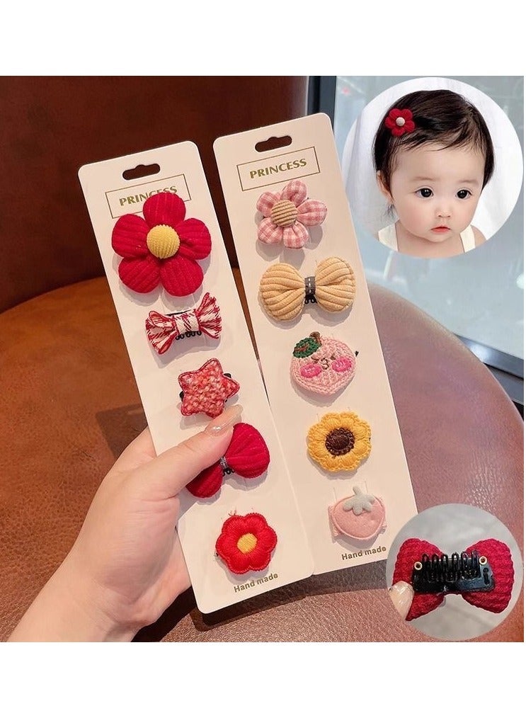 10 PCS Baby Girls Hair Accessories Set,Hair Pin, Barrettes for Girls, Toddler Girls Hair Accessories, Kids Hair Clips for Styling, Flower Rainbow Candy Fruits Butterfly Cute Hair Clips for Girls-Fabric art - Image 1