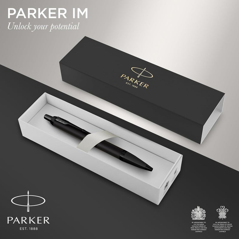 Parker Im Ballpoint Pen | Matte Black With Black Trim | Medium Point With Blue Ink Refill | Gift Box - Image 2