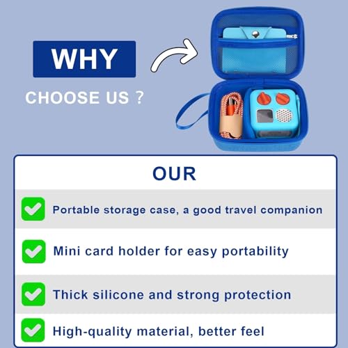 YouKnow Hard Case and Silicone Cover for Yoto Mini Player, Kids Audio Music Accessory with Card Case Holder for up to 10 Cards (Blue) - Image 3