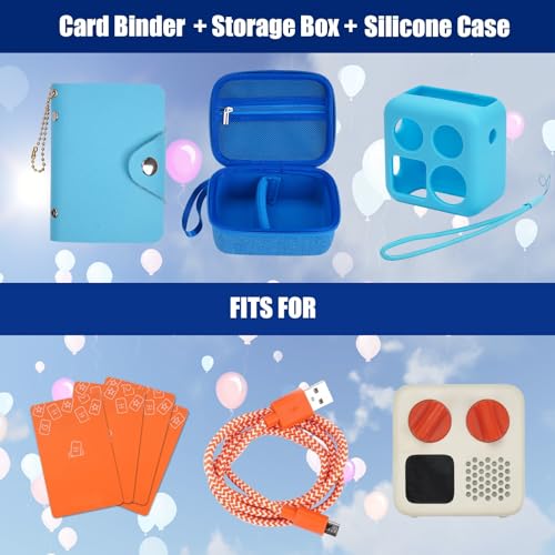 YouKnow Hard Case and Silicone Cover for Yoto Mini Player, Kids Audio Music Accessory with Card Case Holder for up to 10 Cards (Blue) - Image 2