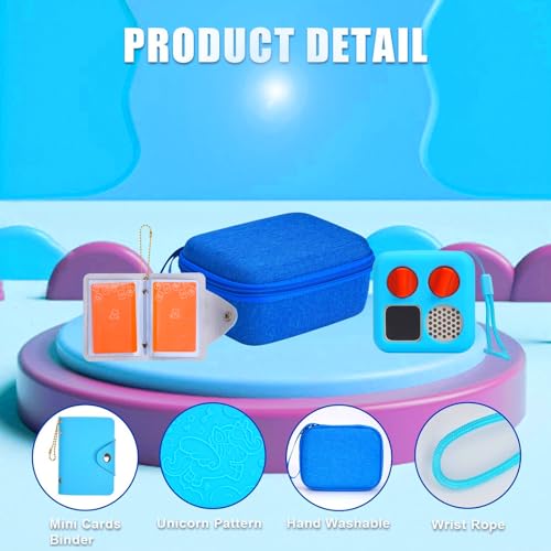 YouKnow Hard Case and Silicone Cover for Yoto Mini Player, Kids Audio Music Accessory with Card Case Holder for up to 10 Cards (Blue) - Image 4