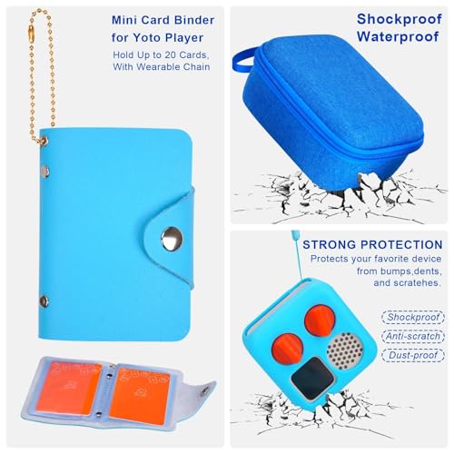 YouKnow Hard Case and Silicone Cover for Yoto Mini Player, Kids Audio Music Accessory with Card Case Holder for up to 10 Cards (Blue) - Image 5