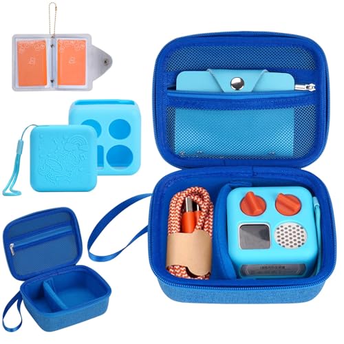 YouKnow Hard Case and Silicone Cover for Yoto Mini Player, Kids Audio Music Accessory with Card Case Holder for up to 10 Cards (Blue) - Image 1