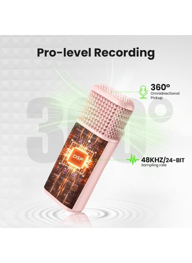 TNW Wireless Lavalier Microphone for iPhone & Android – Dual Lapel Mic with 70M Range, 45H Battery, Built-in Wind Filter, ANC Noise Cancellation, Ideal for Interviews, Vlogs, Live Streaming (Pink) - Image 5