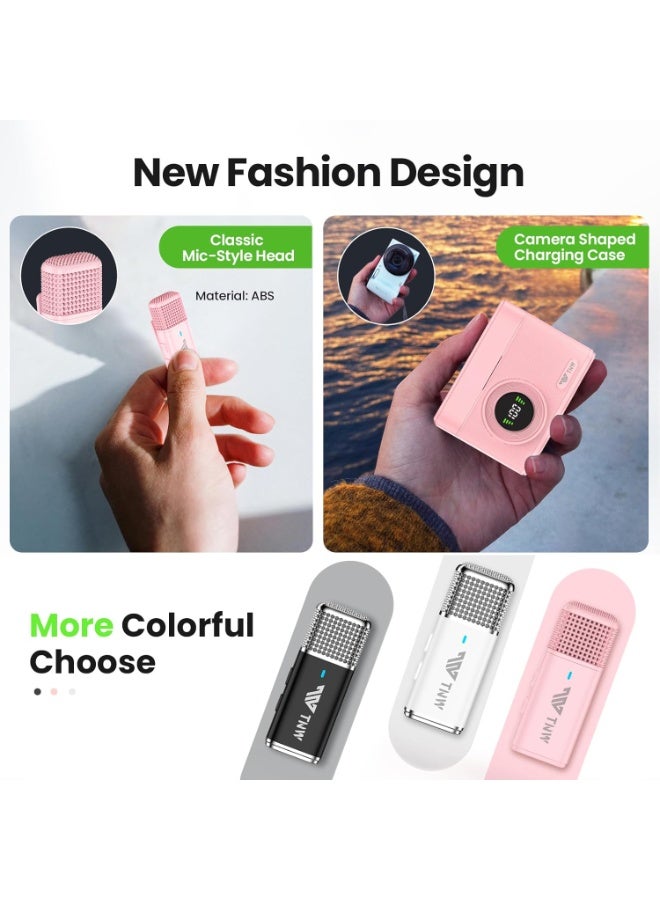 TNW Wireless Lavalier Microphone for iPhone & Android – Dual Lapel Mic with 70M Range, 45H Battery, Built-in Wind Filter, ANC Noise Cancellation, Ideal for Interviews, Vlogs, Live Streaming (Pink) - Image 4