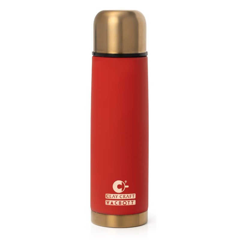 Clay Craft Vacbott Vaccum Bottle Terra Royale Double Walled 24 Hours Hot and Cold Water Bottle 500ml Red - Image 1