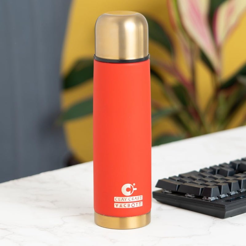 Clay Craft Vacbott Vaccum Bottle Terra Royale Double Walled 24 Hours Hot and Cold Water Bottle 500ml Red - Image 2