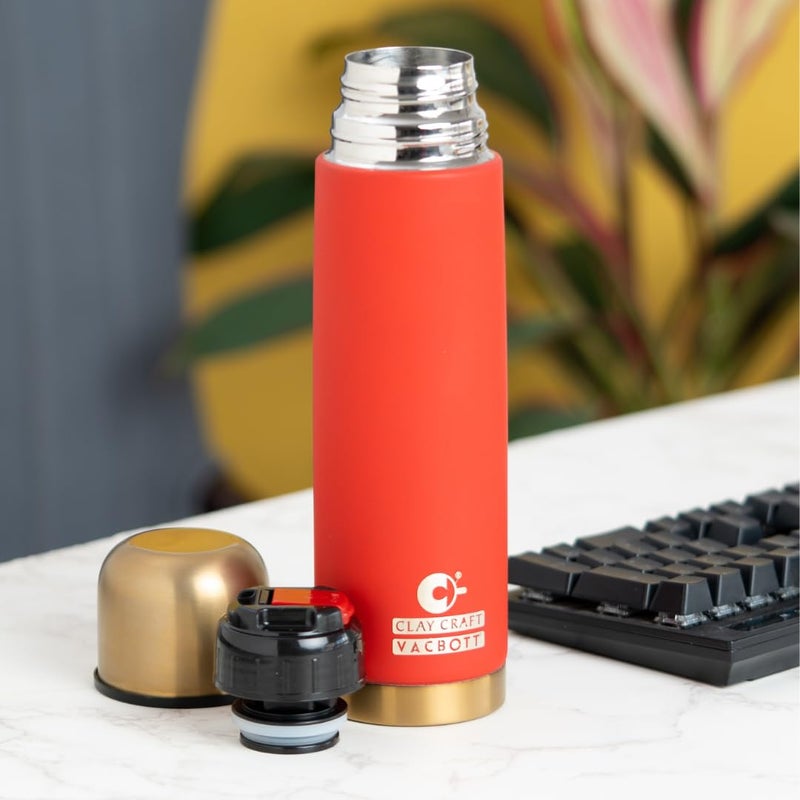 Clay Craft Vacbott Vaccum Bottle Terra Royale Double Walled 24 Hours Hot and Cold Water Bottle 500ml Red - Image 3