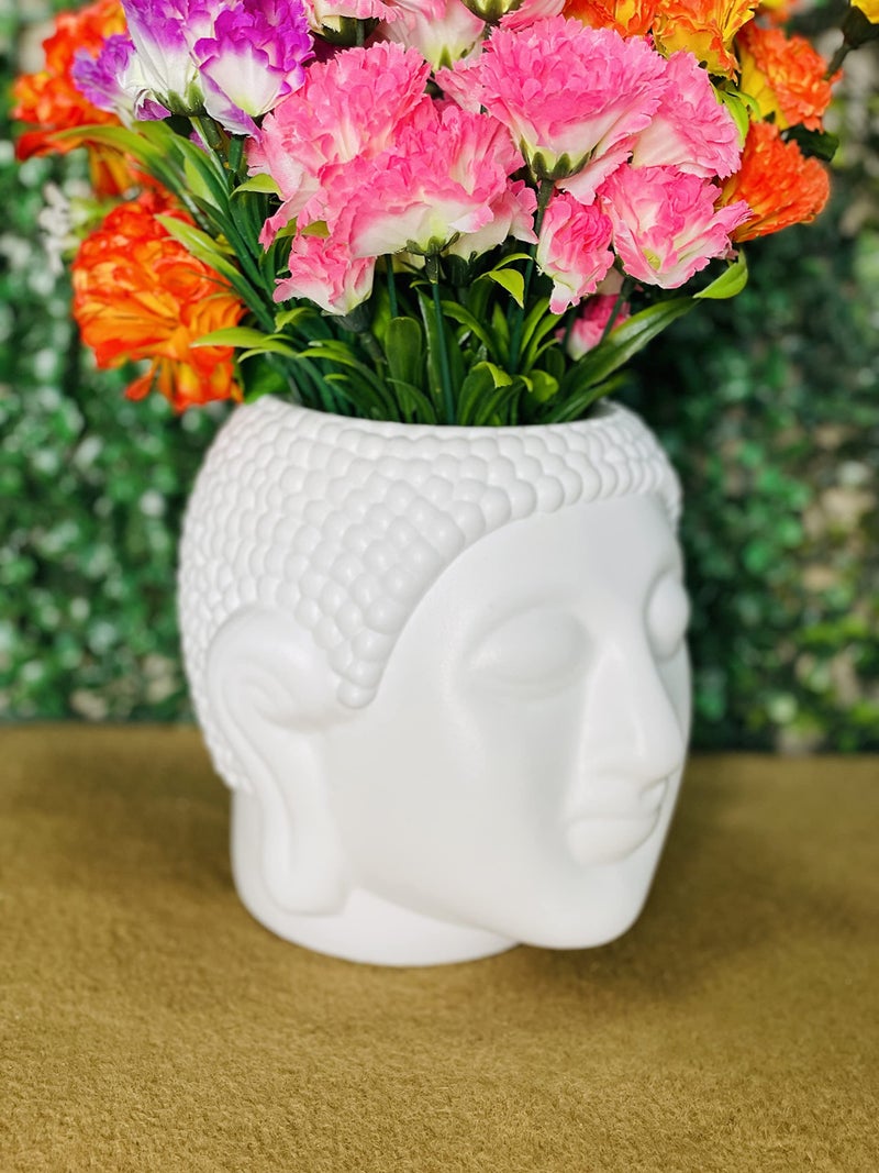 Go Hooked Buddha Pot Plastic White Flower Pot/Plant Pots for Home Decor, Washroom and Office Decor (Set of 1) - Image 3