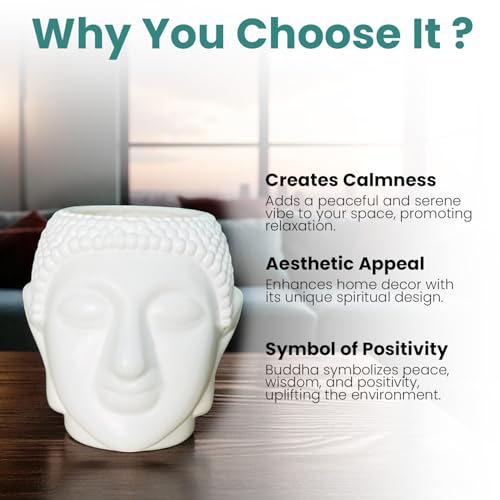Go Hooked Buddha Pot Plastic White Flower Pot/Plant Pots for Home Decor, Washroom and Office Decor (Set of 1) - Image 2