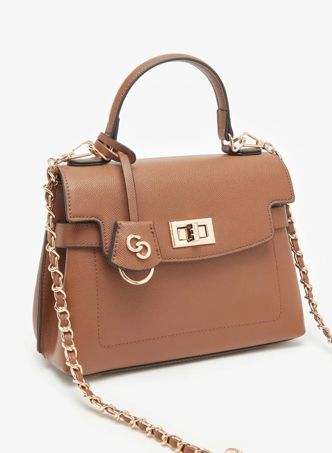 Celeste Women's Plain Satchel Bag with Grab Handle and Chain Link Strap