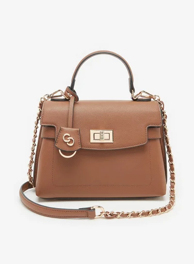 Celeste Women's Plain Satchel Bag with Grab Handle and Chain Link Strap