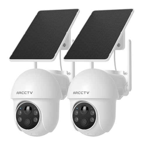ARCCTV Solar Security Cameras Wireless Outdoor 4MP 360 View Battery Powered Outdoor Camera Night Vision with Spotlight 2Way Audio PIR Motion Sensor 24G5G Dual Band WiFi 2 Pack - Image 1