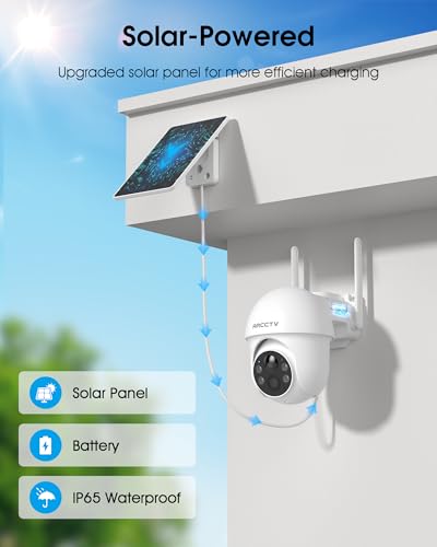 ARCCTV Solar Security Cameras Wireless Outdoor 4MP 360 View Battery Powered Outdoor Camera Night Vision with Spotlight 2Way Audio PIR Motion Sensor 24G5G Dual Band WiFi 2 Pack - Image 3