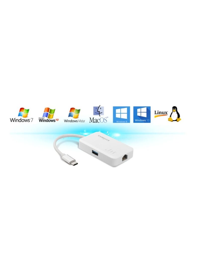 Edimax - USB-C to 3-Port USB 3.0 Gigabit Ethernet Hub - Image 1