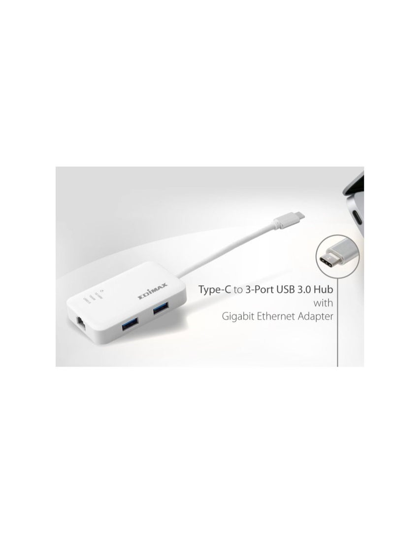 Edimax - USB-C to 3-Port USB 3.0 Gigabit Ethernet Hub - Image 1