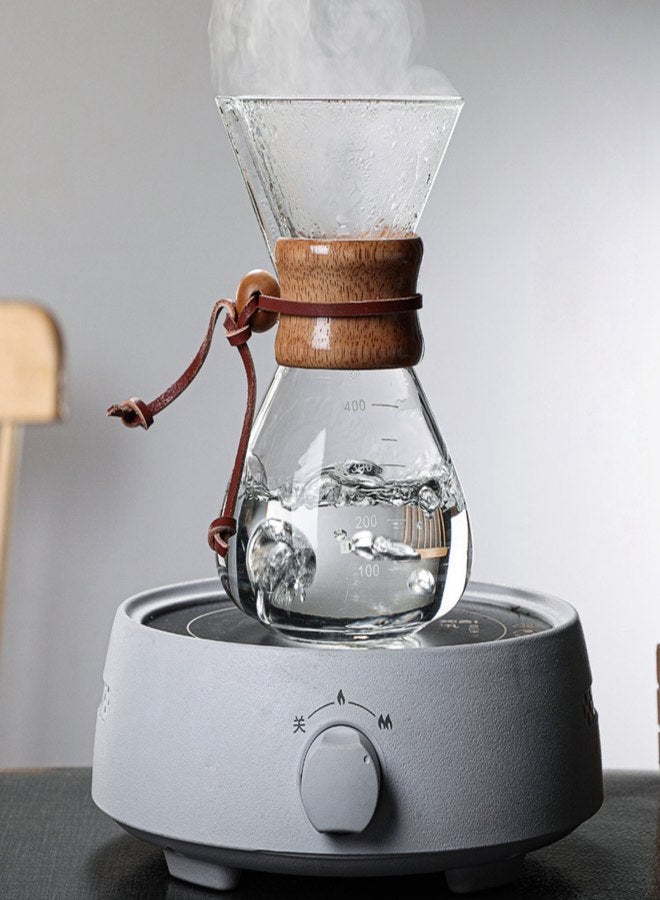 Pour Over Coffee Maker 400ml Double Layer Filter V Spout Wooden Sleeve Coffee Brewer for Home Cafe Party - Image 4