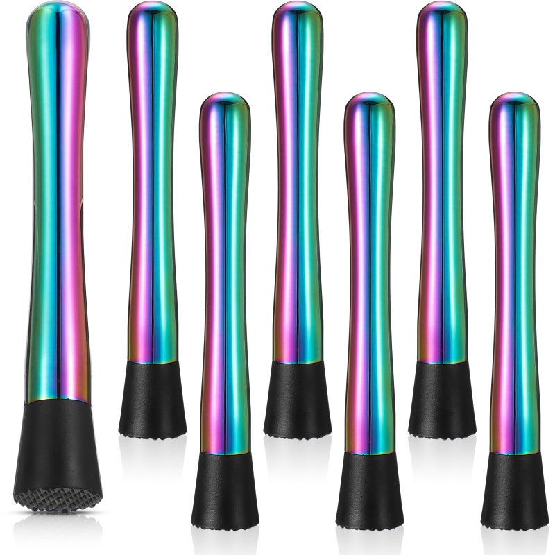 Suclain 6 Pieces Muddler for Cocktails Stainless Steel 8 Long Cocktail Muddler Fruit Crusher Bartender Tool for Home Bars Making Lemonade Mojito Fruit Ice Drink Accessories
