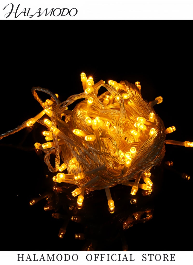 HALAMODO 100 LED String Lights with 8 Modes 33ft Waterproof Plug in Twinkle Lights Yellow String Light Clear Wire Indoor Outdoor Decor for Holiday & Wedding & Party & Birthday  - Image 2