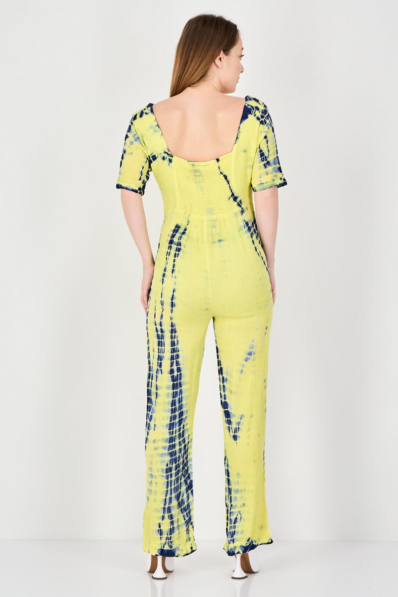 Epiphany Women Tie Dye Short Sleeve Jumpsuit, Multicolor - Image 4