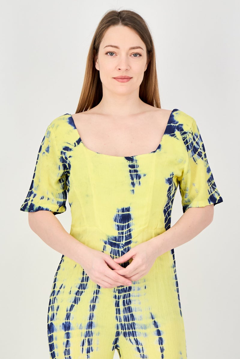 Epiphany Women Tie Dye Short Sleeve Jumpsuit, Multicolor - Image 2