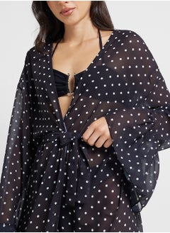 Ginger Polka Dot Sheer Beach Cover Up Kimono  - Image 3