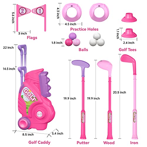 Liberry Toddler Golf Set for 1 2 3 4 Years Old, Upgraded Kids Golf Cart with Unique Shoulder Strap Design, Indoor and Outdoor Golf Toys for Boys Girls (Pink) - Image 4