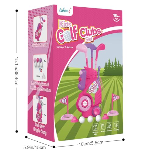 Liberry Toddler Golf Set for 1 2 3 4 Years Old, Upgraded Kids Golf Cart with Unique Shoulder Strap Design, Indoor and Outdoor Golf Toys for Boys Girls (Pink) - Image 5