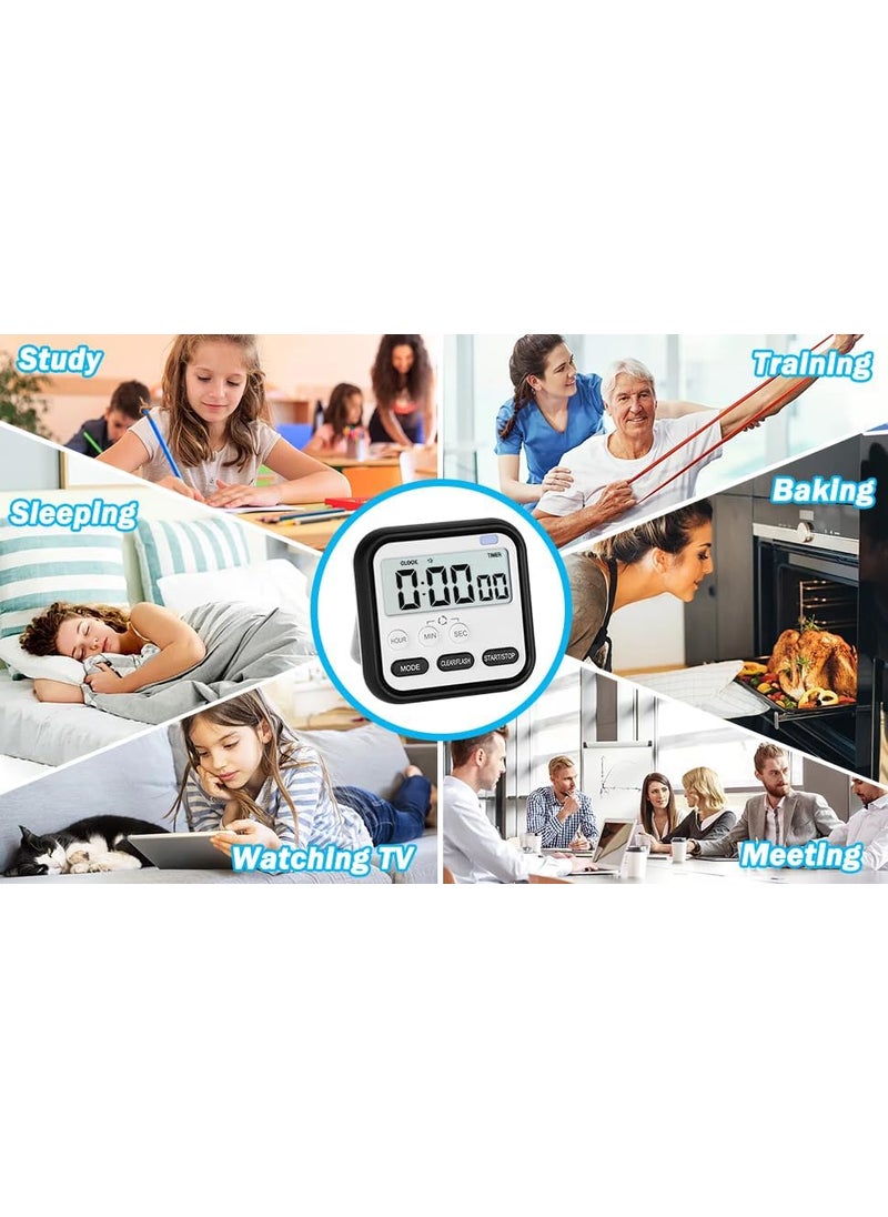 GDNK GDNK Digital Kitchen Timer Stopwatch Large Digit Countdown Loud Alarm Magnetic Back Stand Ideal for Cooking Baking Stop Watch Timer for Study Table Accessories for Students Black  - Image 3
