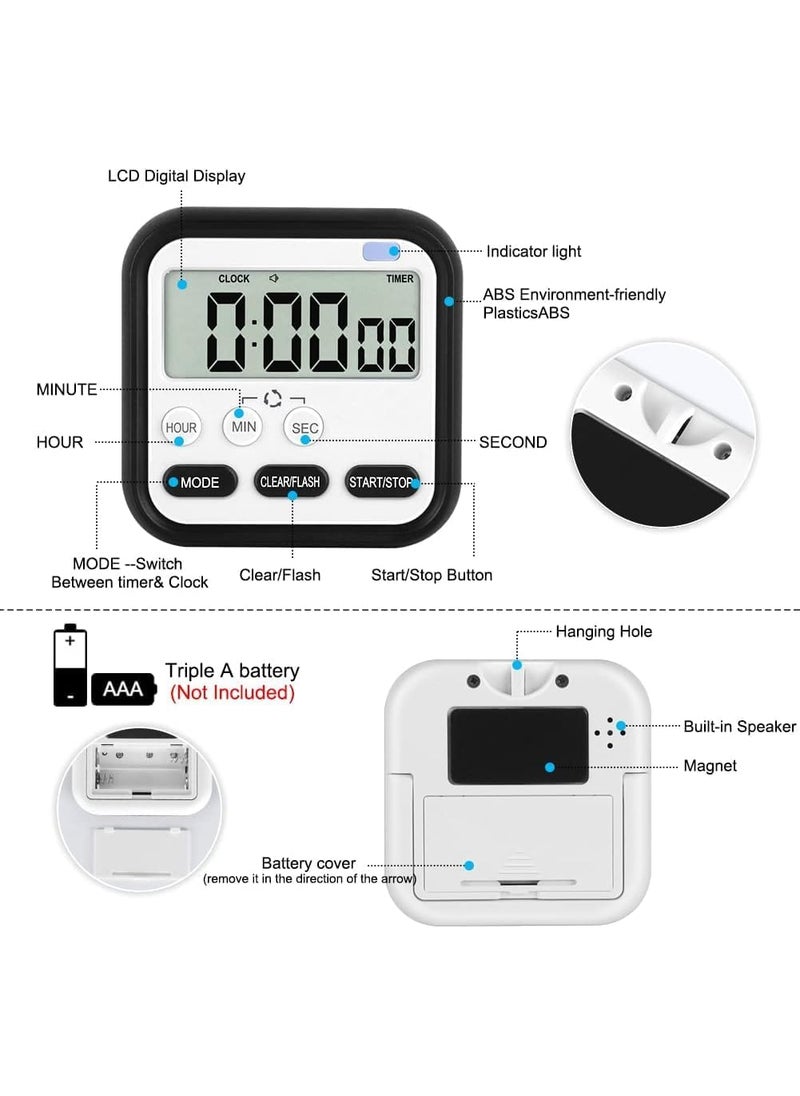 GDNK GDNK Digital Kitchen Timer Stopwatch Large Digit Countdown Loud Alarm Magnetic Back Stand Ideal for Cooking Baking Stop Watch Timer for Study Table Accessories for Students Black  - Image 2