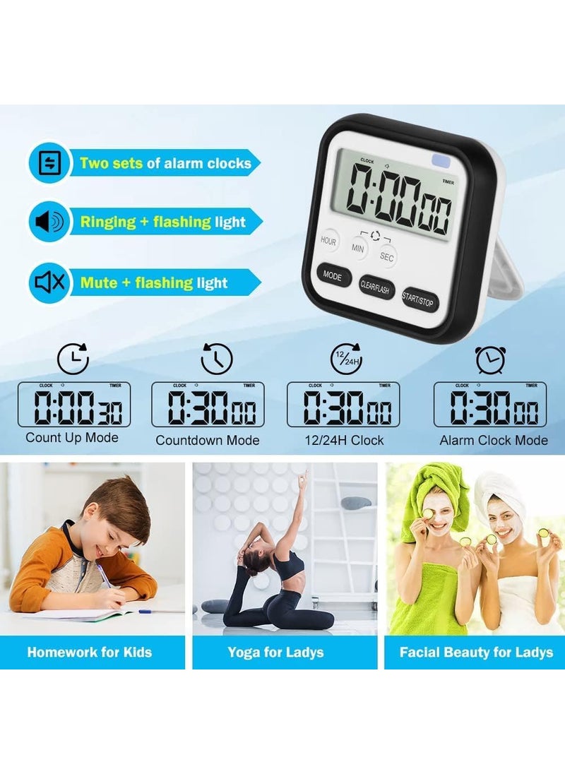 GDNK GDNK Digital Kitchen Timer Stopwatch Large Digit Countdown Loud Alarm Magnetic Back Stand Ideal for Cooking Baking Stop Watch Timer for Study Table Accessories for Students Black  - Image 5