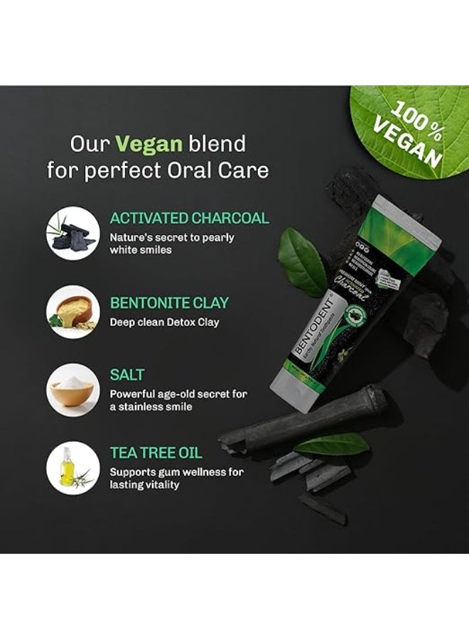 Bentodent toothpaste - Teeth Whitening Products | Activated Charcoal Mint Teeth Whitening Toothpaste | Enamel Safe, Natural | Foam free, Fluoride Free - (Pack of 2 Teeth Whitening Products) - Image 1