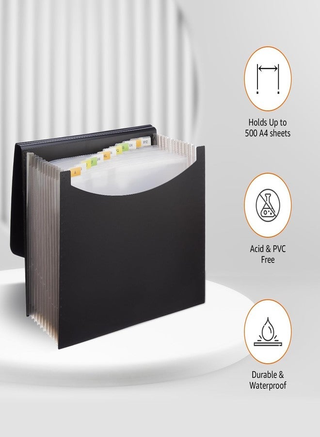 COI Expanding File Folder with 12 Pockets, Letter Size, Also Fits A4 Size According Document Organizer with Tabs | Portable Expanding File for Office, School & Home Use (Black) - Image 3