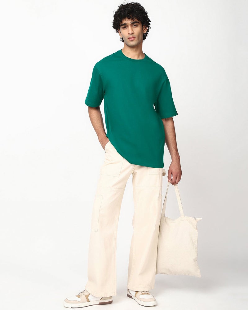 bewakoof Men's Green Oversized T-shirt - Image 5