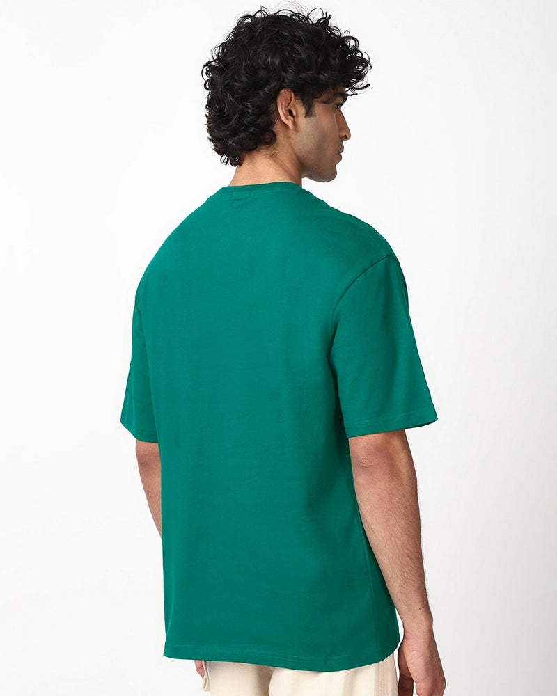 bewakoof Men's Green Oversized T-shirt - Image 4