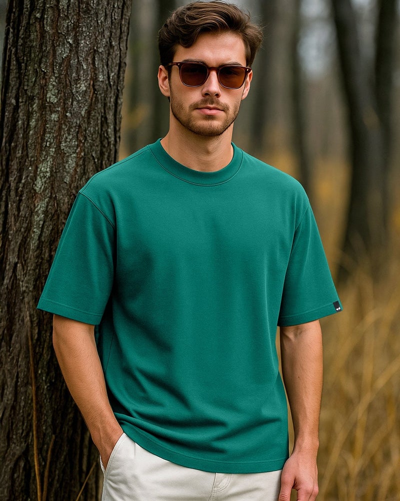 bewakoof Men's Green Oversized T-shirt - Image 1