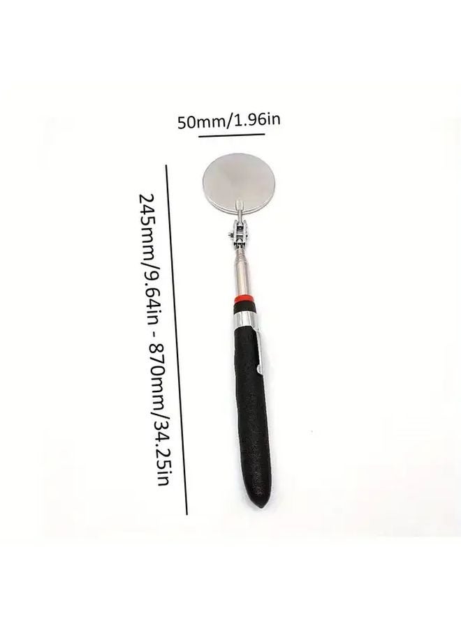 Black Magnetic Telescopic Inspection Mirror With Pen Clip Battery Free For Car Maintenance - Image 3