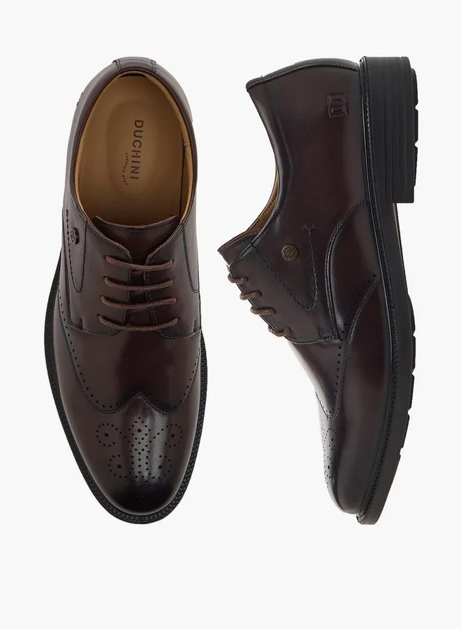 Duchini Men Lace-Up Leather Derby Shoes