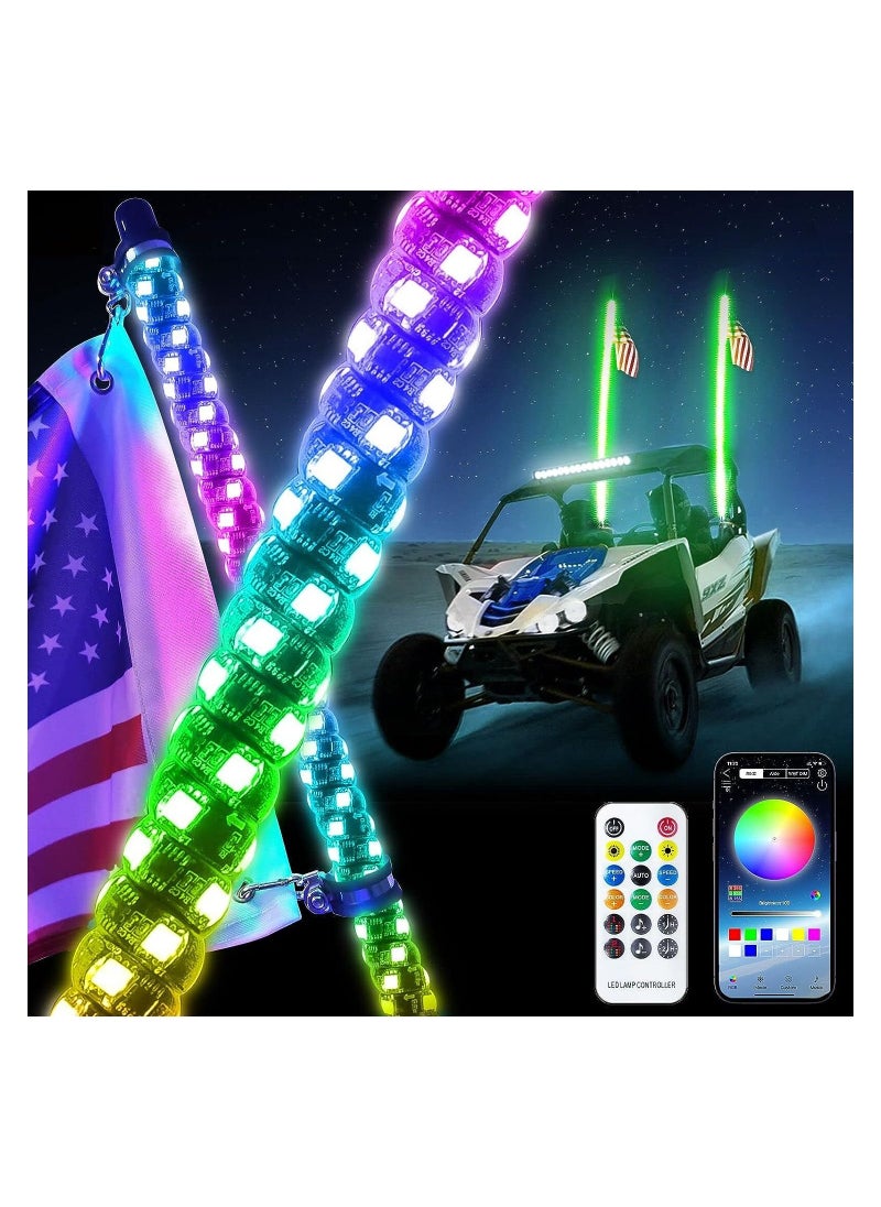 توبيز 6FT LED Whip Lights RF لاسلكي عن بعد 500 نوع أنماط 600 نوع من تركيبات الألوان  - Image 1