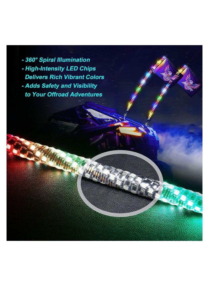 توبيز 6FT LED Whip Lights RF لاسلكي عن بعد 500 نوع أنماط 600 نوع من تركيبات الألوان  - Image 4