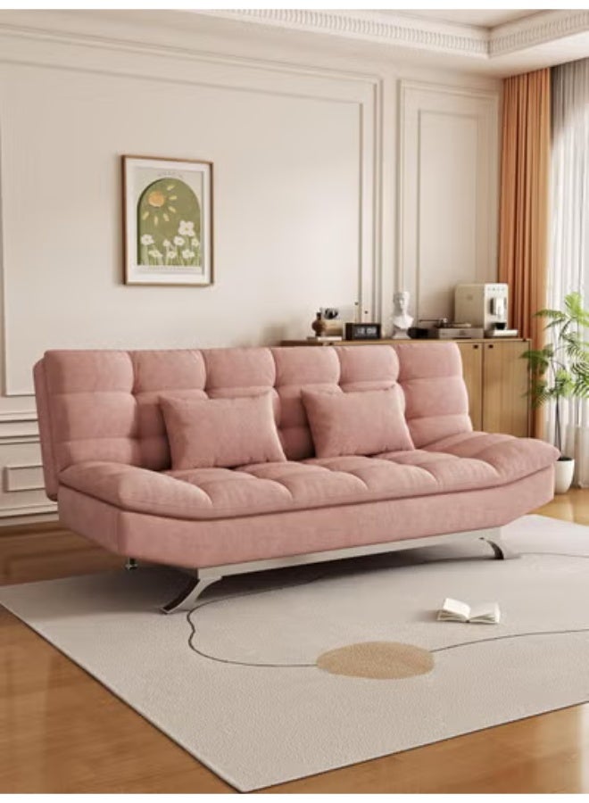 Harmony Home أريكة سرير من قماش السويد هارموني هوم - أريكة سرير قابلة للطي والتحويل بتصميم مدمج يوفر المساحة لغرفة المعيشة، الشقة، السكن الجامعي والمكتب - وردي فاتح - Image 3