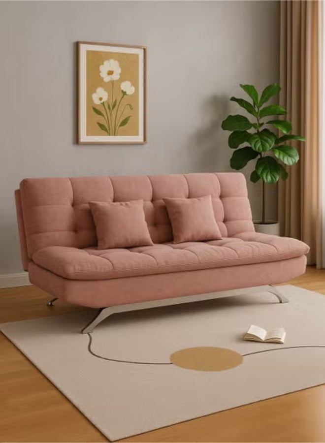 Harmony Home أريكة سرير من قماش السويد هارموني هوم - أريكة سرير قابلة للطي والتحويل بتصميم مدمج يوفر المساحة لغرفة المعيشة، الشقة، السكن الجامعي والمكتب - وردي فاتح - Image 4