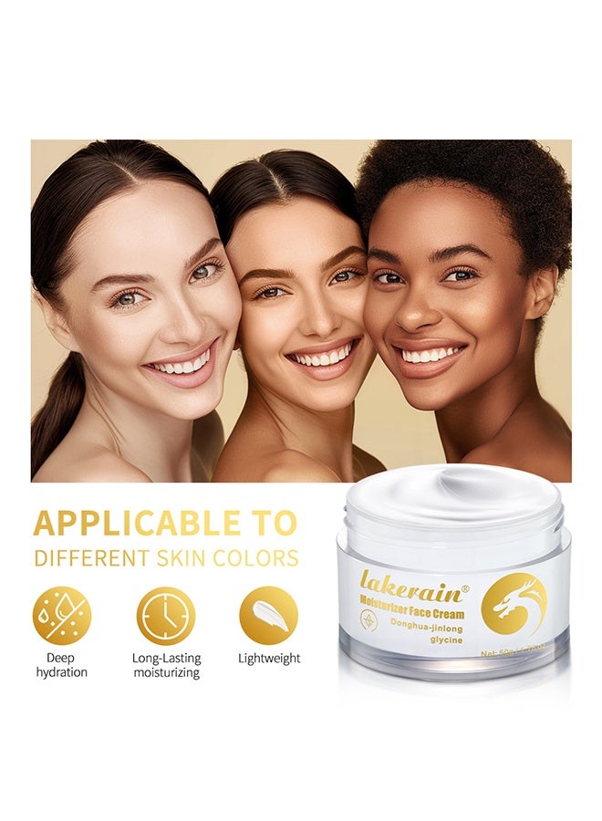 lakerain Moisturizer Face Cream,  Long Lasting Moisturizer Cream Deep Hydrating and Lightweight Easily Absorbed into Skin Light Texture Radiant Glow Glycine Facial Moisturizer Cream 50g - Image 3